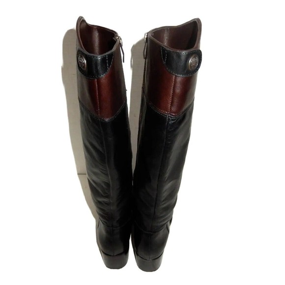 Vince Camuto Duke Women's 7B Tall Leather Riding Boots Side Zip Black Brown - Picture 5 of 11